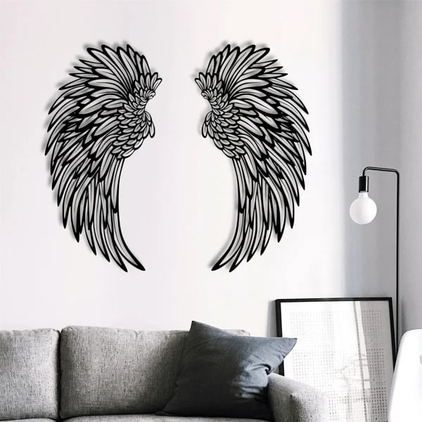 1 PAIR ANGEL WINGS METAL WALL ART WITH LED LIGHTS – GIFT TO HER