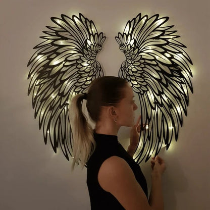 1 PAIR ANGEL WINGS METAL WALL ART WITH LED LIGHTS – GIFT TO HER