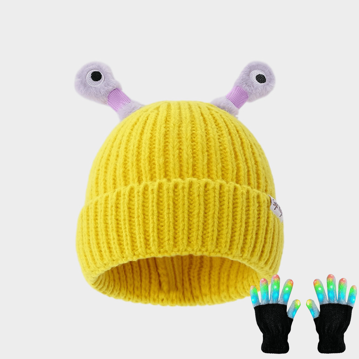 Winter Parent-Child Cute Glowing Little Monster Knit Hat