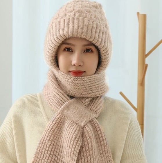 Winter Versatile Knitted Hooded Scarf for Women