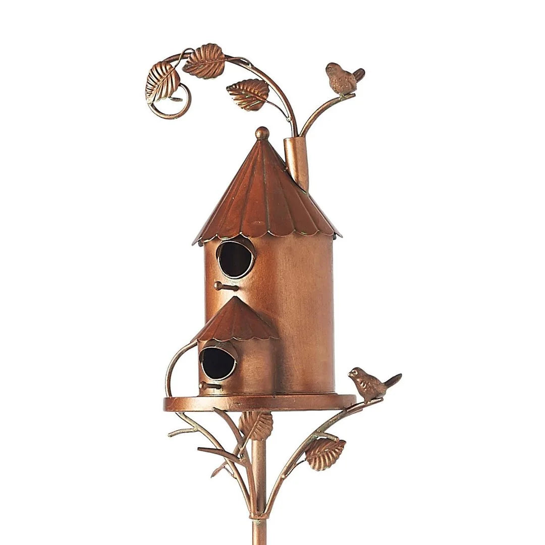 Whimsical Birdhouse Garden Stakes Decor