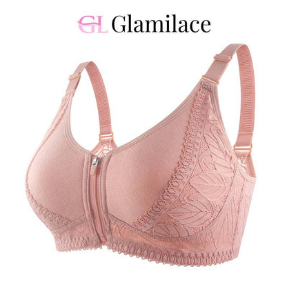 Wireless Zip Front Full Coverage Bra