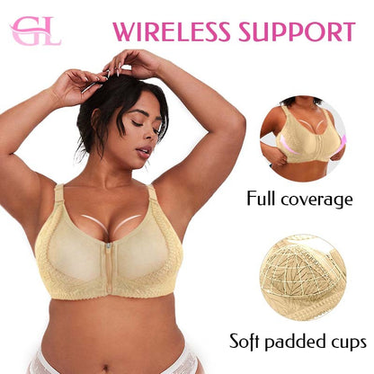 Wireless Zip Front Full Coverage Bra