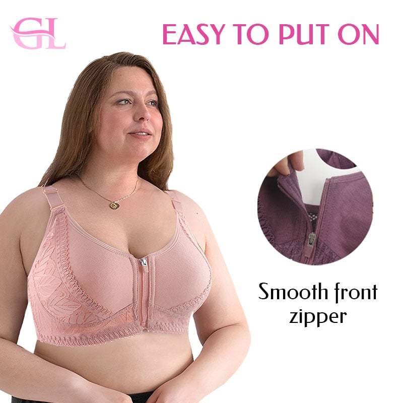 Wireless Zip Front Full Coverage Bra