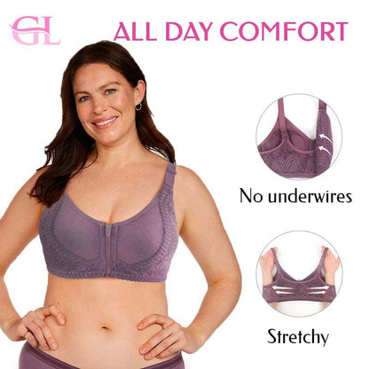 Wireless Zip Front Full Coverage Bra