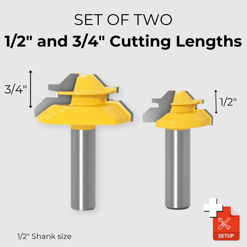 WoodyLock 45Â° Lock Miter Router Bit - 1/2 Shank