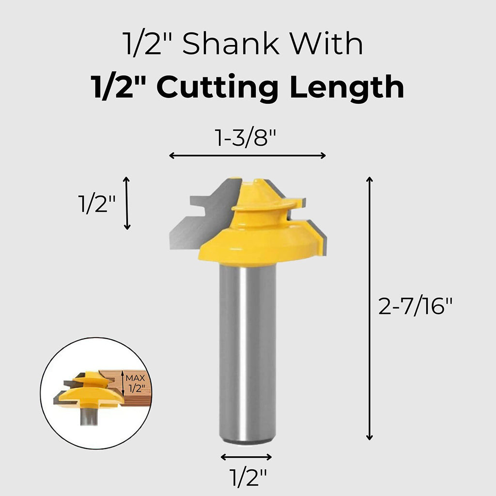 WoodyLock 45° Lock Miter Router Bit – 1/2 Shank