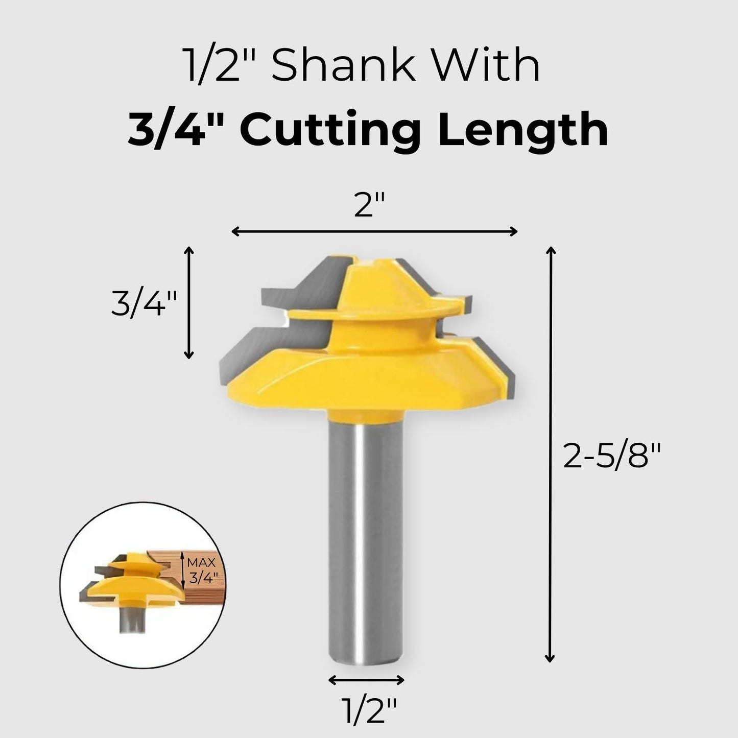 WoodyLock 45° Lock Miter Router Bit – 1/2 Shank