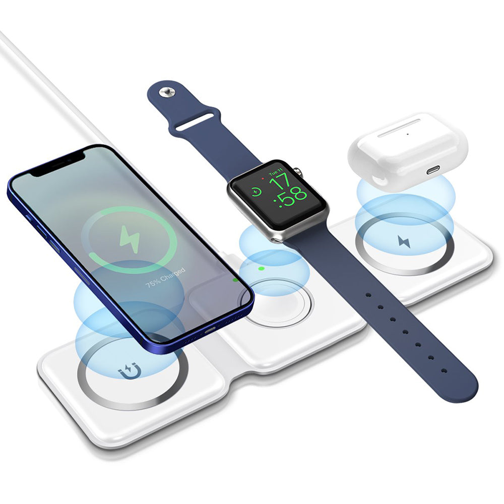 ZEERA MegFold: World's Most Portable 3-in-1 Foldable Travel MagSafe Wireless Charger for iPhone 15,Apple Watch & AirPods